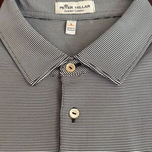 Peter Millar Vandy Game Day Black and White Striped Polo